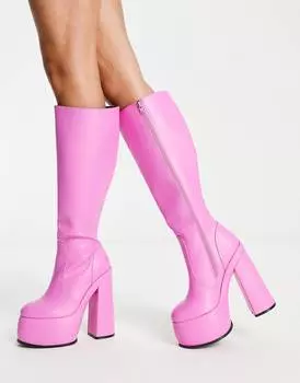 Розовые сапоги на платформе ASOS DESIGN Captivate
