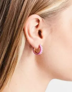 Розовые серьги-кольца River Island с паве