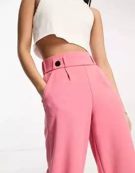 Розовые широкие брюки с пуговицами JDY