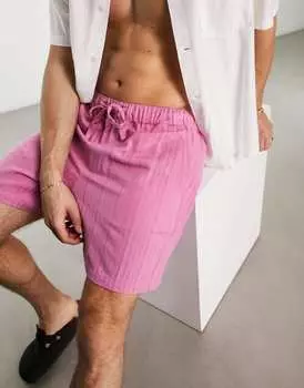 Розовые широкие фактурные шорты ASOS DESIGN укороченной длины