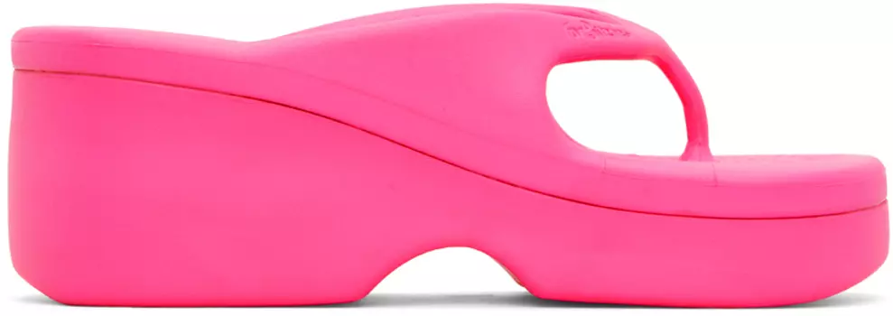 Розовые шлепанцы на платформе forBitches