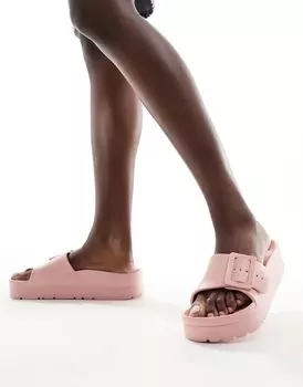 Розовые шлепанцы с пряжкой ASOS Florence
