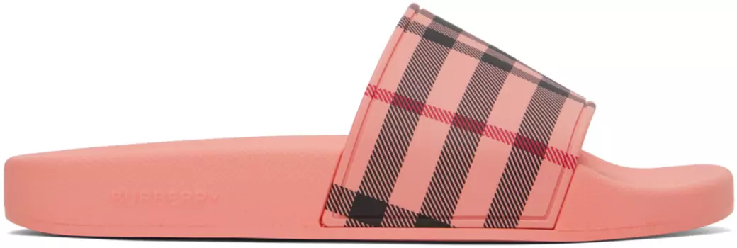 Розовые шлепанцы в клетку Burberry
