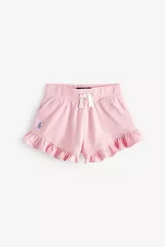 Розовые шорты для девочек с рюшами по низу из эластичной сетки Polo Ralph Lauren, розовый