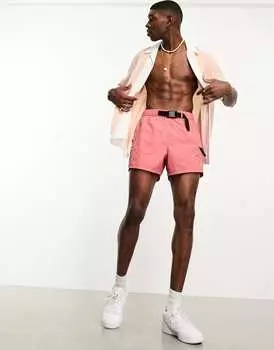 Розовые шорты для плавания средней длины с поясом и карманом ASOS DESIGN