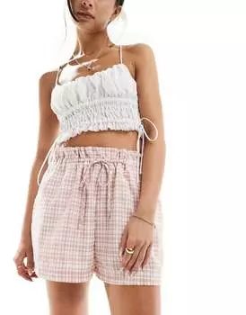 Розовые шорты в клетку с рюшами ASOS DESIGN