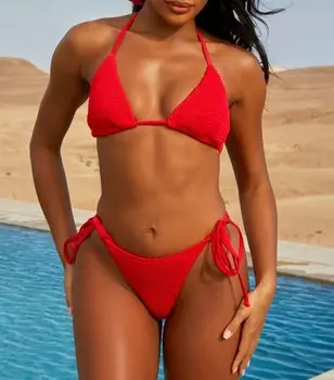 Розовые текстурированные плавки бикини с завязками Moda Minx Moda Minx, темно-красный