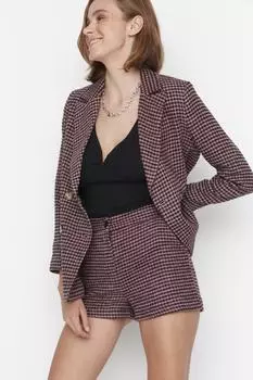 Розовые тканые шорты с узором «гусиные лапки» Trendyol, розовый