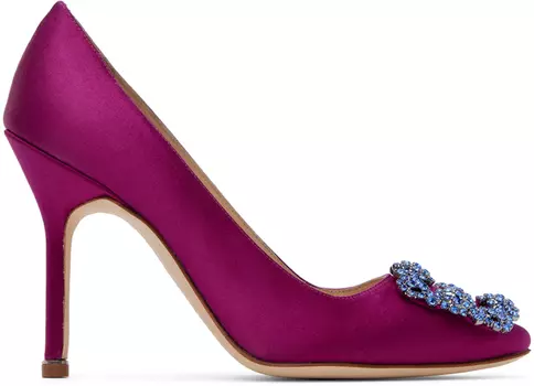 Розовые туфли Hangisi на каблуке, темные Manolo Blahnik