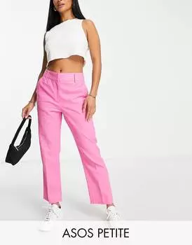 Розовые узкие льняные брюки-сигареты ASOS DESIGN Petite