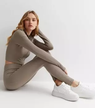 Розовые ванильные леггинсы Active Rib Pink Vanilla, серый