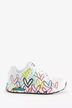 Розовые женские кроссовки Uno Spread The Love Skechers, белый