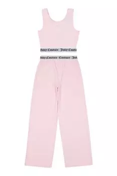 Розовый эластичный укороченный жилет и пижамный комплект с широкими штанинами Juicy Couture, розовый