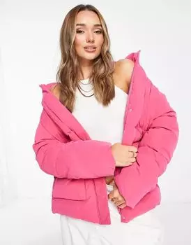 Розовый бархатный пуховик ASOS