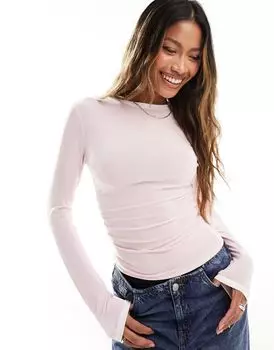 Розовый базовый топ с длинными рукавами ASOS