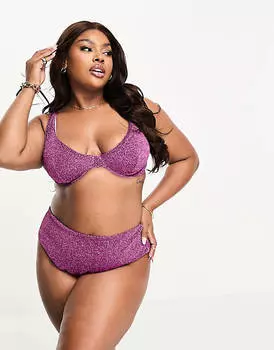 Розовый бикини-топ на косточках с блестками ASOS DESIGN Curve