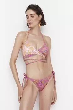 Розовый бикини-топ с принтом Trendyol