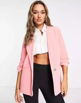Розовый блейзер со складками и рукавами River Island