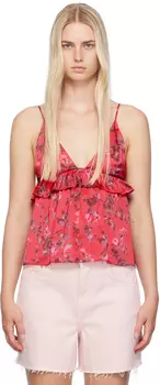 Розовый цветочный топик GANNI