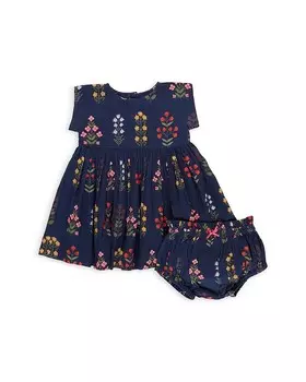 Розовый цыпленок, хлопковое платье Marie с цветочным принтом для девочек и комплект чехлов для подгузников — для малышей Pink Chicken