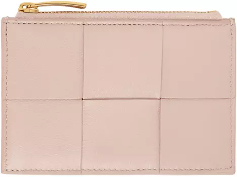 Розовый держатель для карт на молнии Bottega Veneta