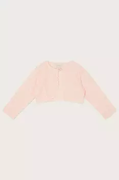 Розовый детский кружевной кардиган Monsoon, розовый