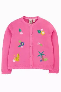 Розовый девичий кардиган с вышивкой Frugi, розовый
