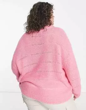 Розовый джемпер ASOS DESIGN Curve со свободной текстурной строчкой