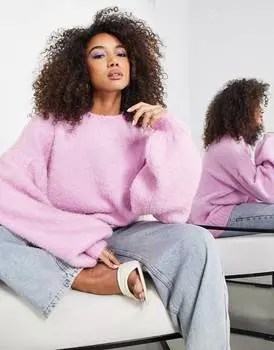 Розовый джемпер оверсайз из букле с объемными рукавами ASOS EDITION