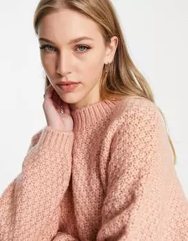 Розовый джемпер оверсайз из фактурной строчки ASOS DESIGN