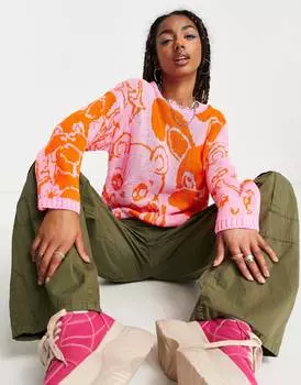 Розовый джемпер с рисунком аниме ASOS DESIGN