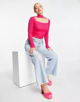 Розовый джемпер с вырезом на шее ASOS DESIGN