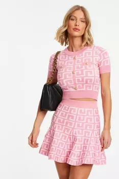 Розовый геометрический трикотажный топ QUIZ Clothing