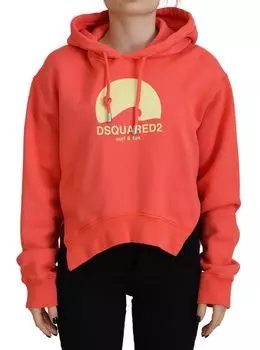 Розовый хлопковый свитер с капюшоном и принтом логотипа Dsquared2