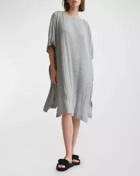 Розовый кафтан миди в рубчик с вырезом «бато» Skin, цвет Heather Grey