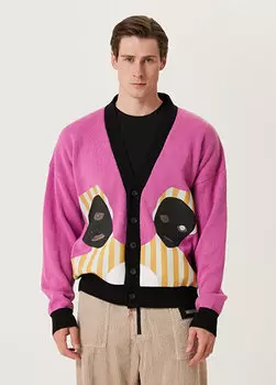 Розовый кардиган из жаккардового трикотажа с рисунком Limitato