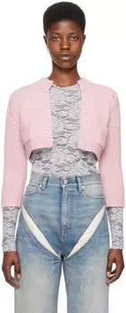 Розовый кардиган с накладными карманами We11Done