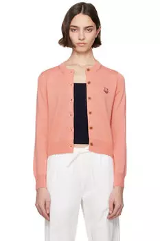 Розовый кардиган с нашивкой в виде головы лисы Maison Kitsun