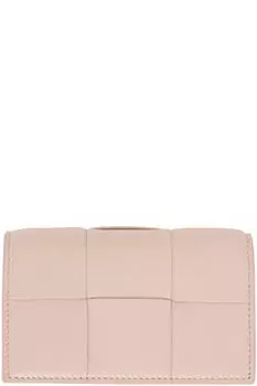 Розовый кассетный футляр для визиток Bottega Veneta