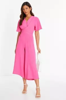 Розовый комбинезон-кюлот с запахом спереди QUIZ Clothing