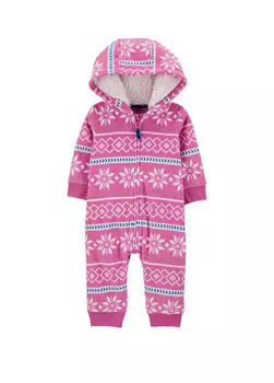 Розовый комбинезон с капюшоном для маленьких девочек Carter's