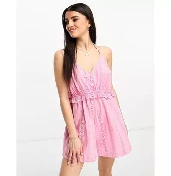 Розовый комбинезон с оборками ASOS DESIGN