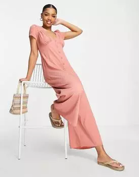 Розовый комбинезон с пуговицами спереди ASOS DESIGN