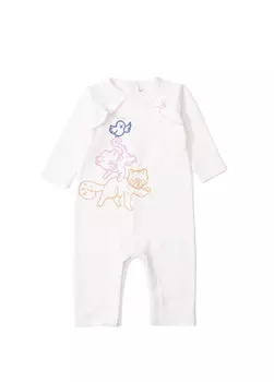 Розовый комбинезон с рюшами и вышитым логотипом для девочки Kenzo