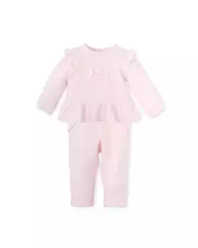 Розовый комплект из 2 предметов без ножки для девочки с рюшами Tutto Piccolo