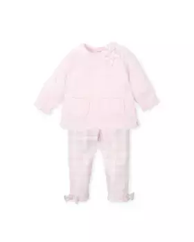 Розовый комплект из двух предметов для девочки с бантиками Tutto Piccolo