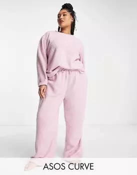Розовый комплект из свитера и брюк ASOS DESIGN Curve lounge