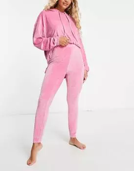 Розовый комплект из велюрового худи и леггинсов ASOS DESIGN lounge