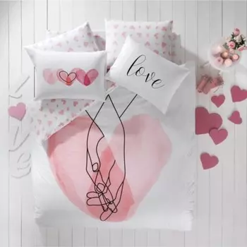 Розовый Комплект постельного белья Tac Feeling Ranforce