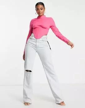 Розовый корсет с высоким воротником Simmi Simmi Clothing